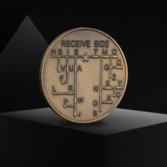 Fasmesk Morse Code Coin with polished finish for durable display