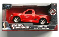 Fast & Furious Brians Ford SVT Lightning red die-cast truck for display and collection