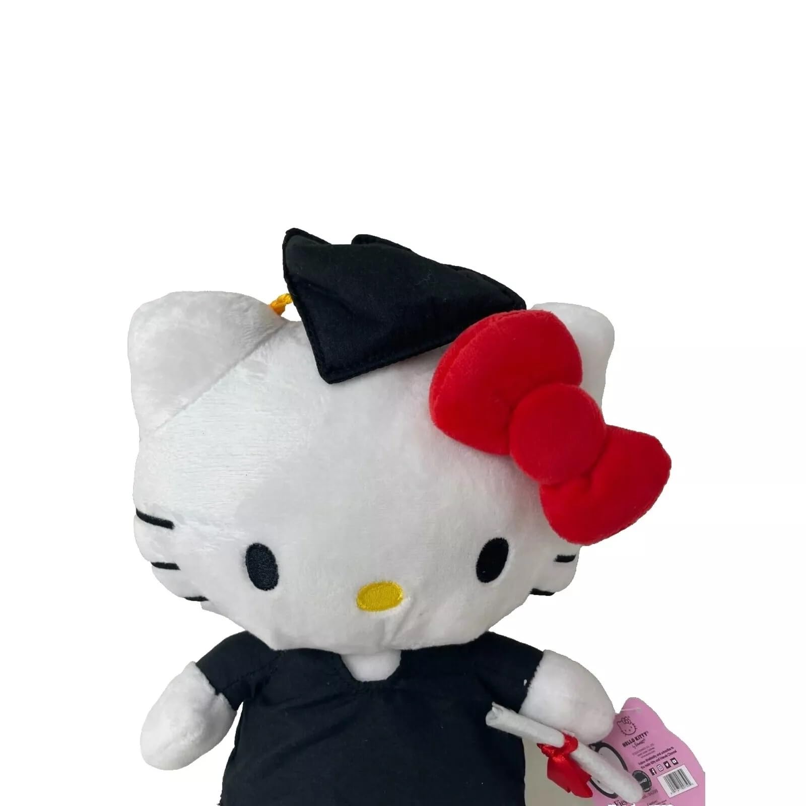Hello Kitty graduation plush size reference by 10.5 inches for display or hugs