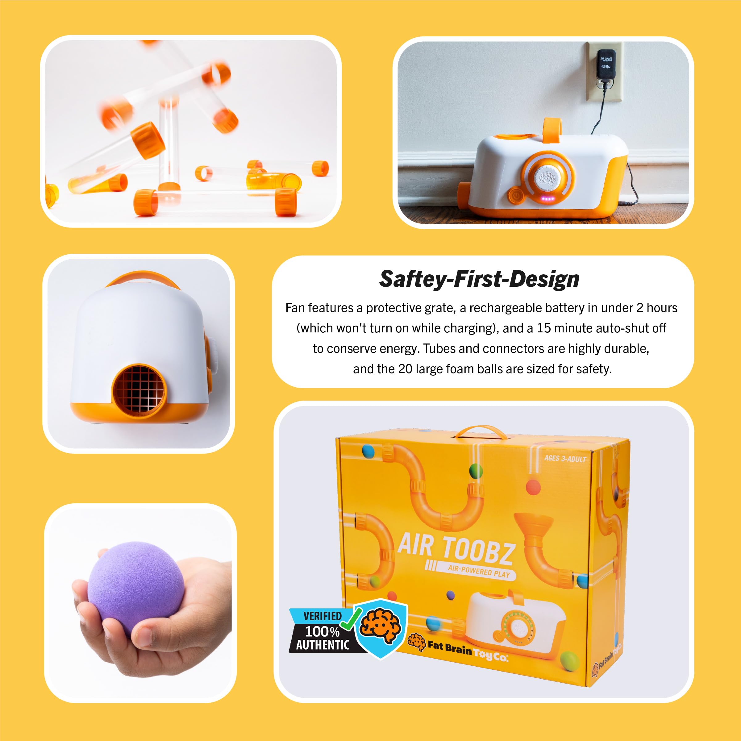 Fat Brain Toys Air Toobz tower setup encourages spatial reasoning.