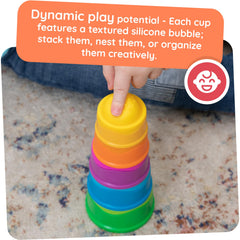 Fat Brain Toys Dimpl Stack compact design fits small hands for versatile play.