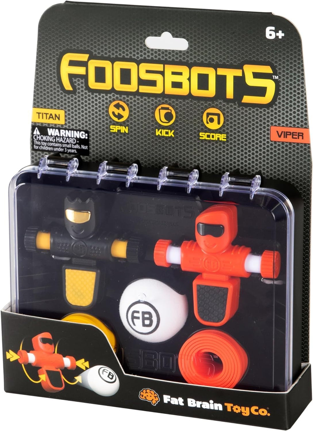 Fat Brain Toys Foosbots On The Go tabletop trickshot set in action for two-player play