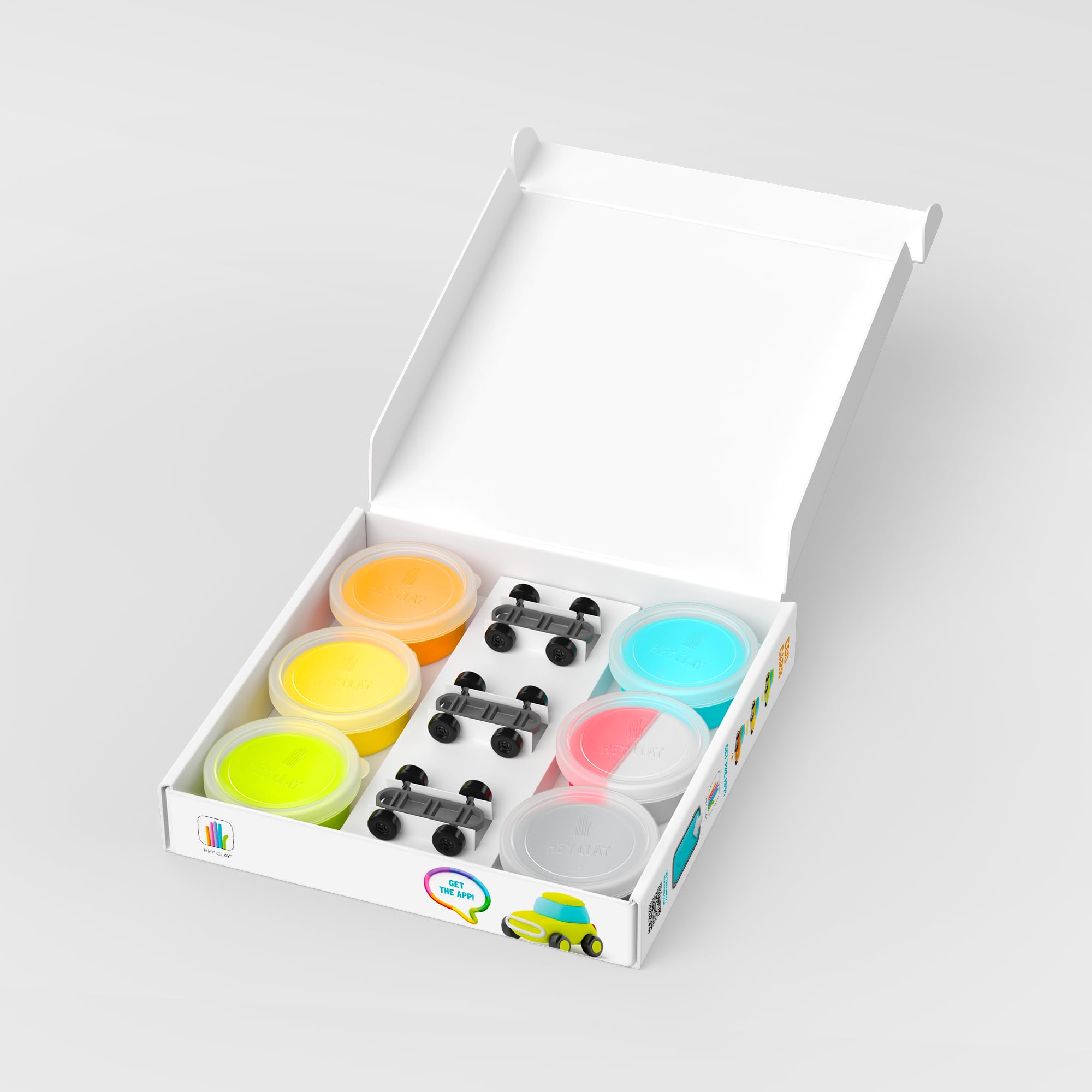 Hey Clay Eco Cars kid-friendly clay highlights safety and non-sticky texture for ages 6+