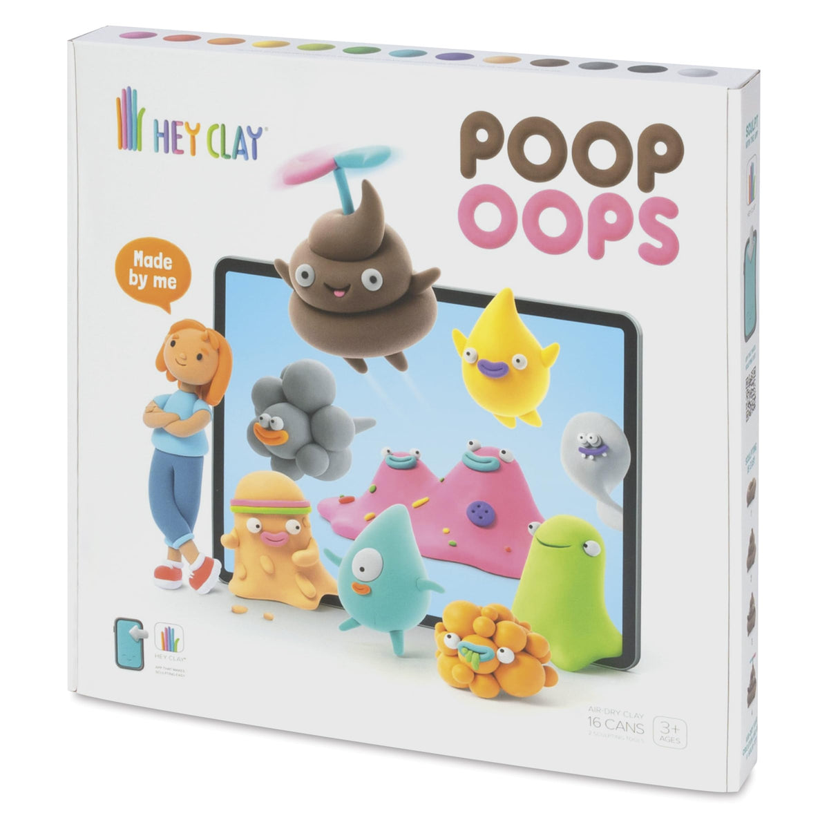 Fat Brain Toys Hey Clay Poop Oops Poopz figure sculpted with vibrant air-dry clay for imaginative play