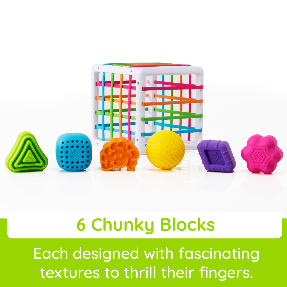 InnyBin textured blocks provide varied sensations for curious little hands.