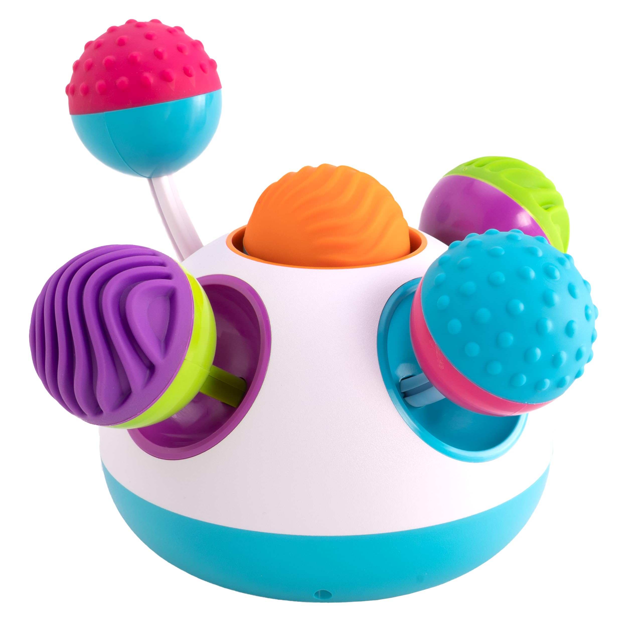 Fat Brain Toys Klickity textured balls invite tactile exploration for toddlers.
