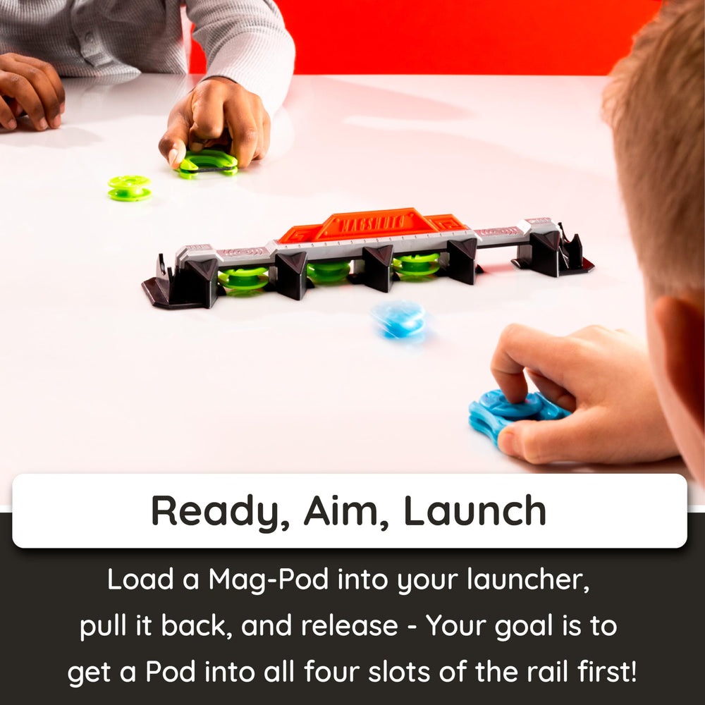 Fat Brain Toys Magshuto Mag-Pods glint as magnets swing for competitive moments.