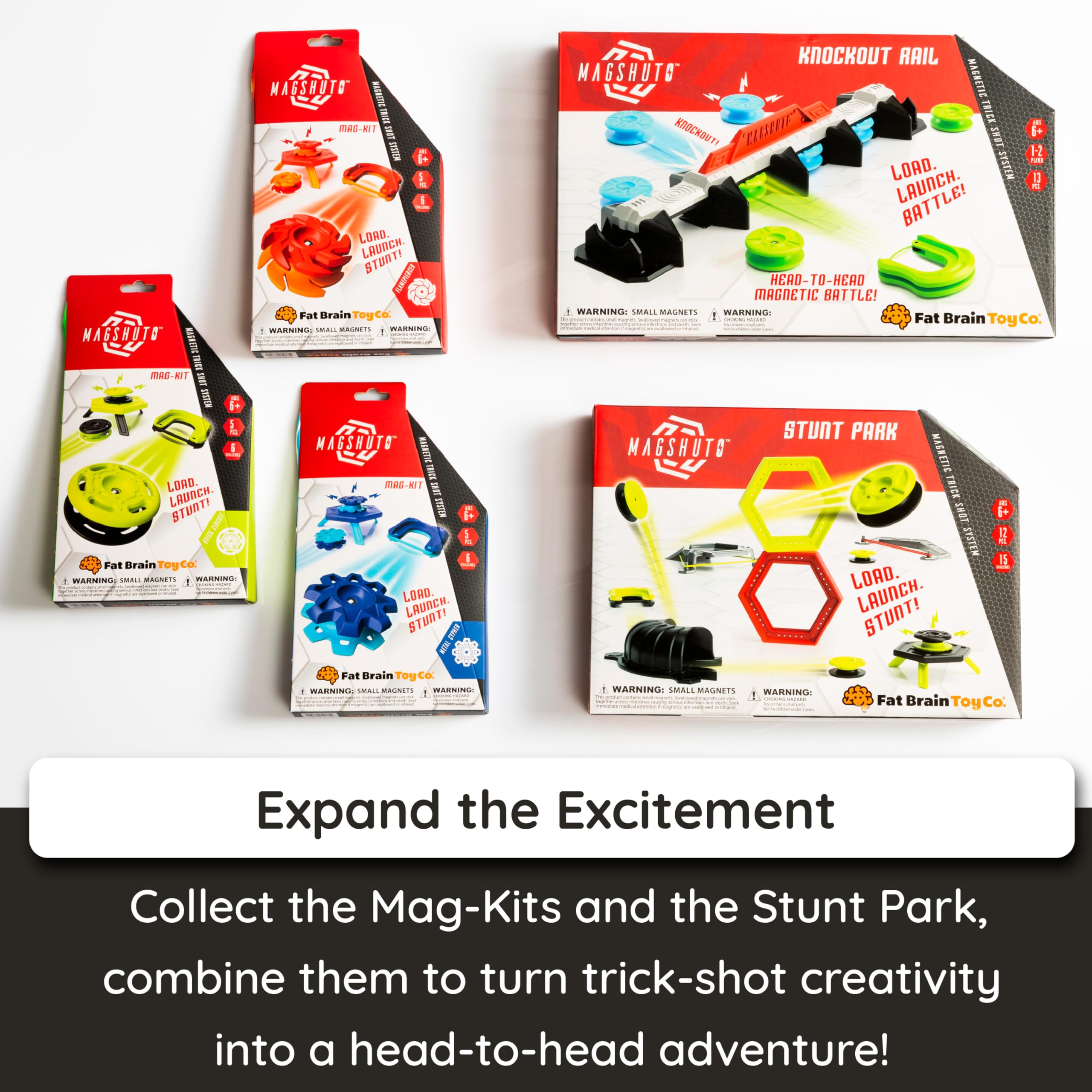 Fat Brain Toys Magshuto Stunt Park integration unlocks new trick-shot possibilities.