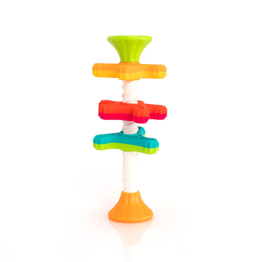 Fat Brain Toys Minispinny propellers spin colorfully to stimulate tactile play.