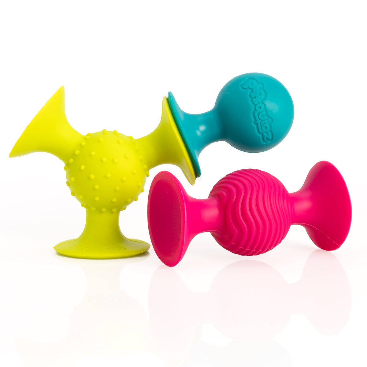 Fat Brain Toys pipSquigz rattle suction cup toy for infants with textures and colors