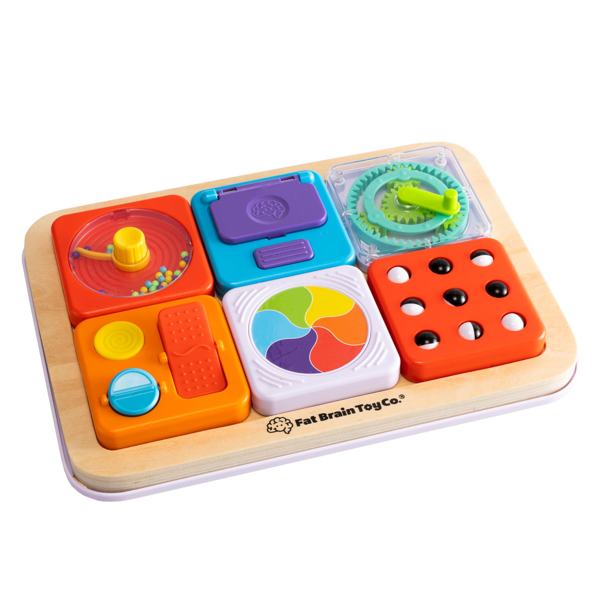 Fat Brain Toys PlayTab Essentials tiles arrangement for versatile fine motor exploration.