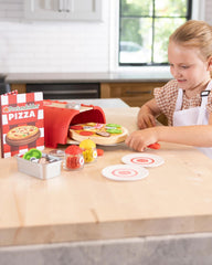 Fat Brain Toys Pretendables Backyard Pizza Oven Set storage oven keeps play tools organized