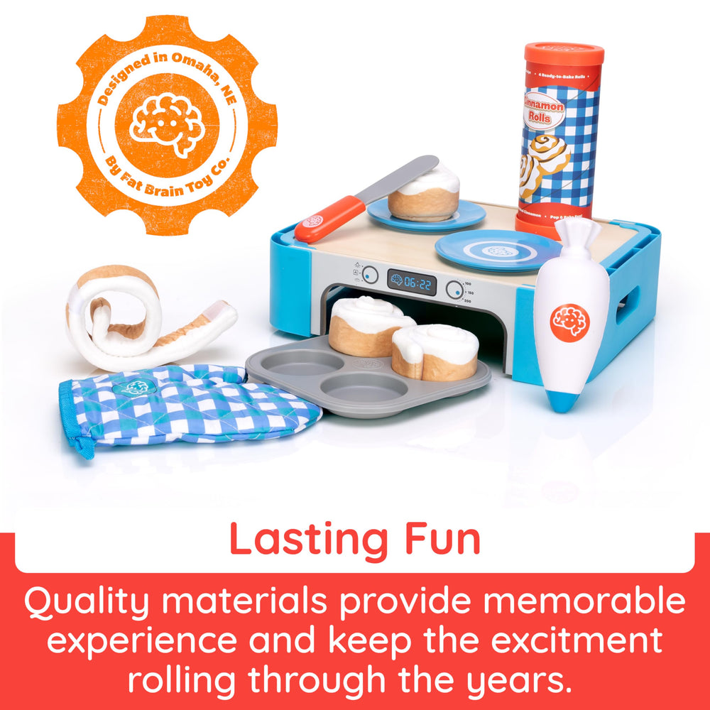 Fat Brain Toys Pretendables Cinnamon Roll Set is ideal for kids' play kitchen setups.