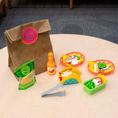 Fat Brain Toys Pretendables Nacho Set crinkle chips for realistic snack-time sounds.