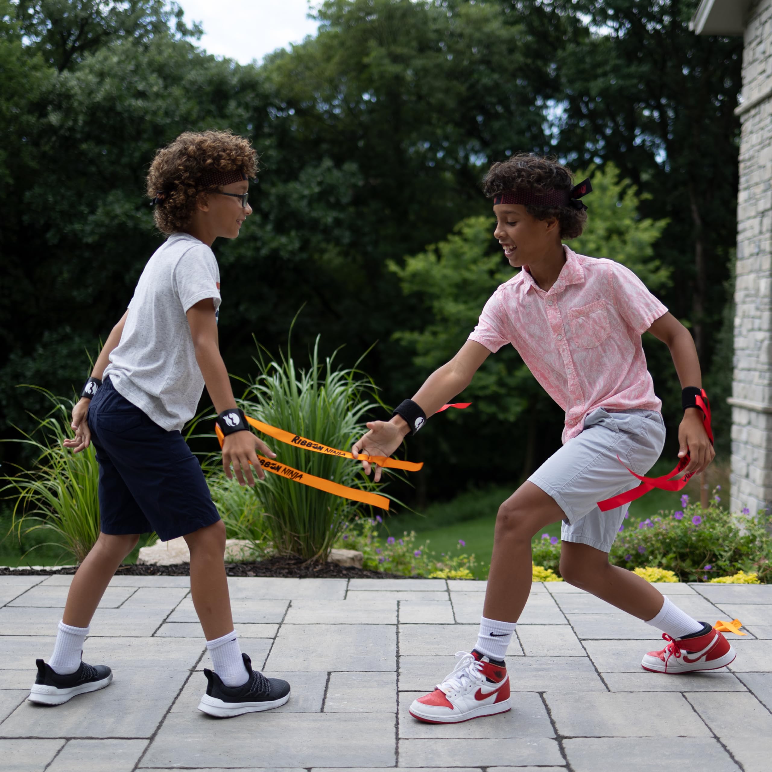 Ribbon Ninja Game set up for indoor play in a living room