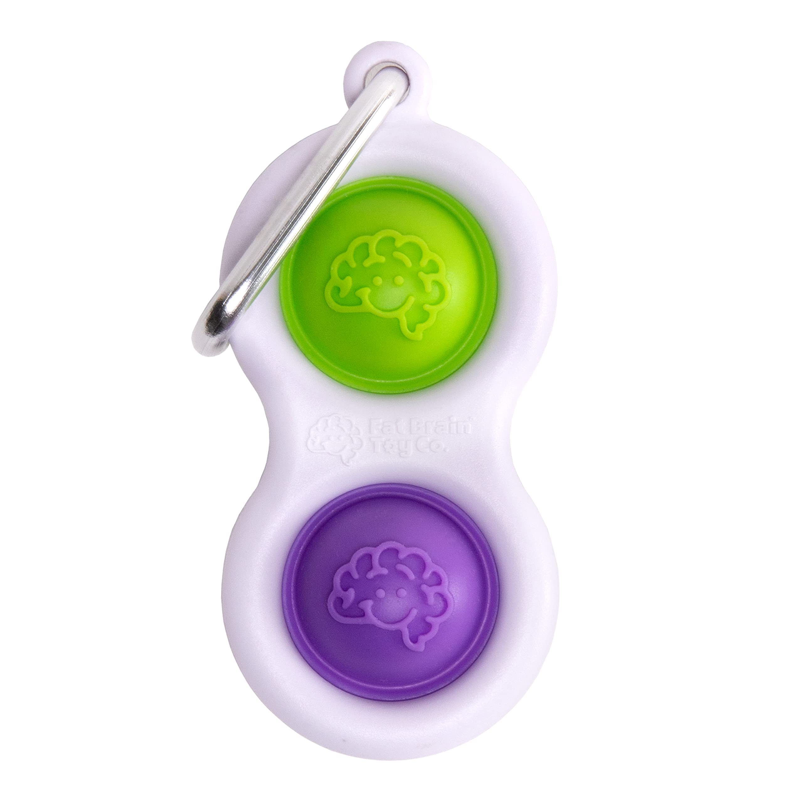 Fat Brain Toys Simpl Dimpl purple-lime bubbles for tactile play on the go.