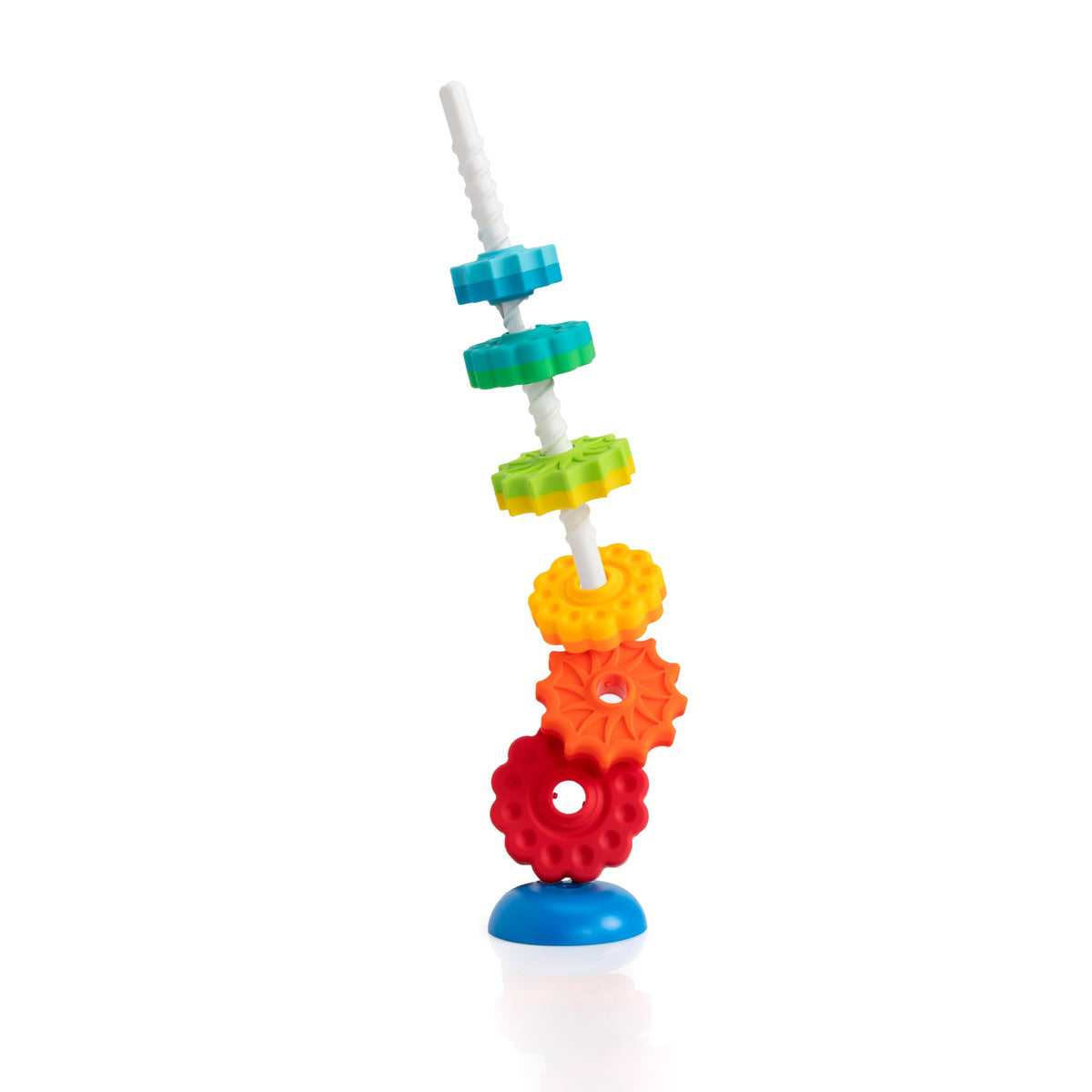 Fat Brain Toys SpinAgain disc-assembly with colorful stacking discs for fine motor play.