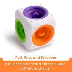 Fat Brain Toys Tugl Cube silicone bubbles close-up for tactile exploration