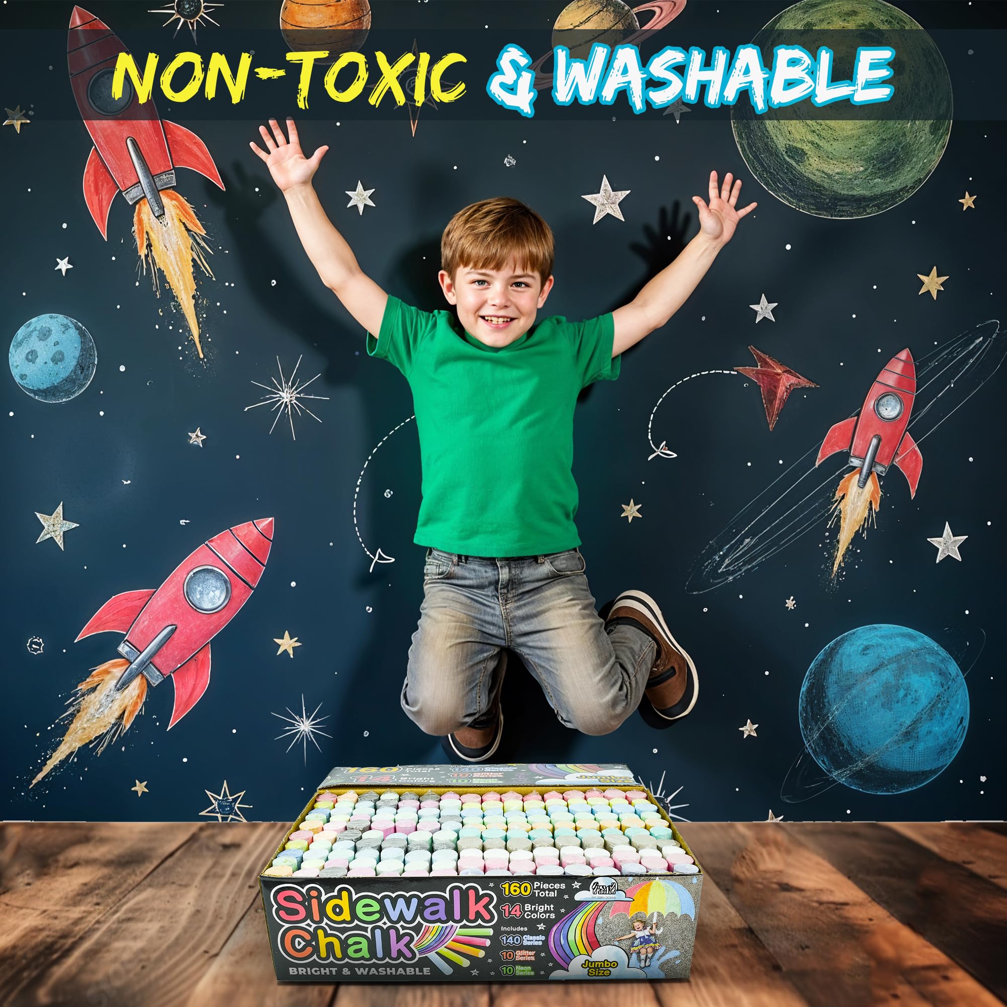 Fat Zebra Designs family-friendly sidewalk chalk for driveway murals and games.