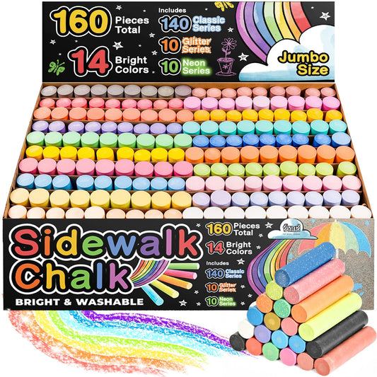 Fat Zebra Designs 160pcs sidewalk chalk colors for outdoor art and play.