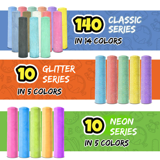 Fat Zebra Designs neon glitter sidewalk chalk for bright, eye-catching sidewalk designs.