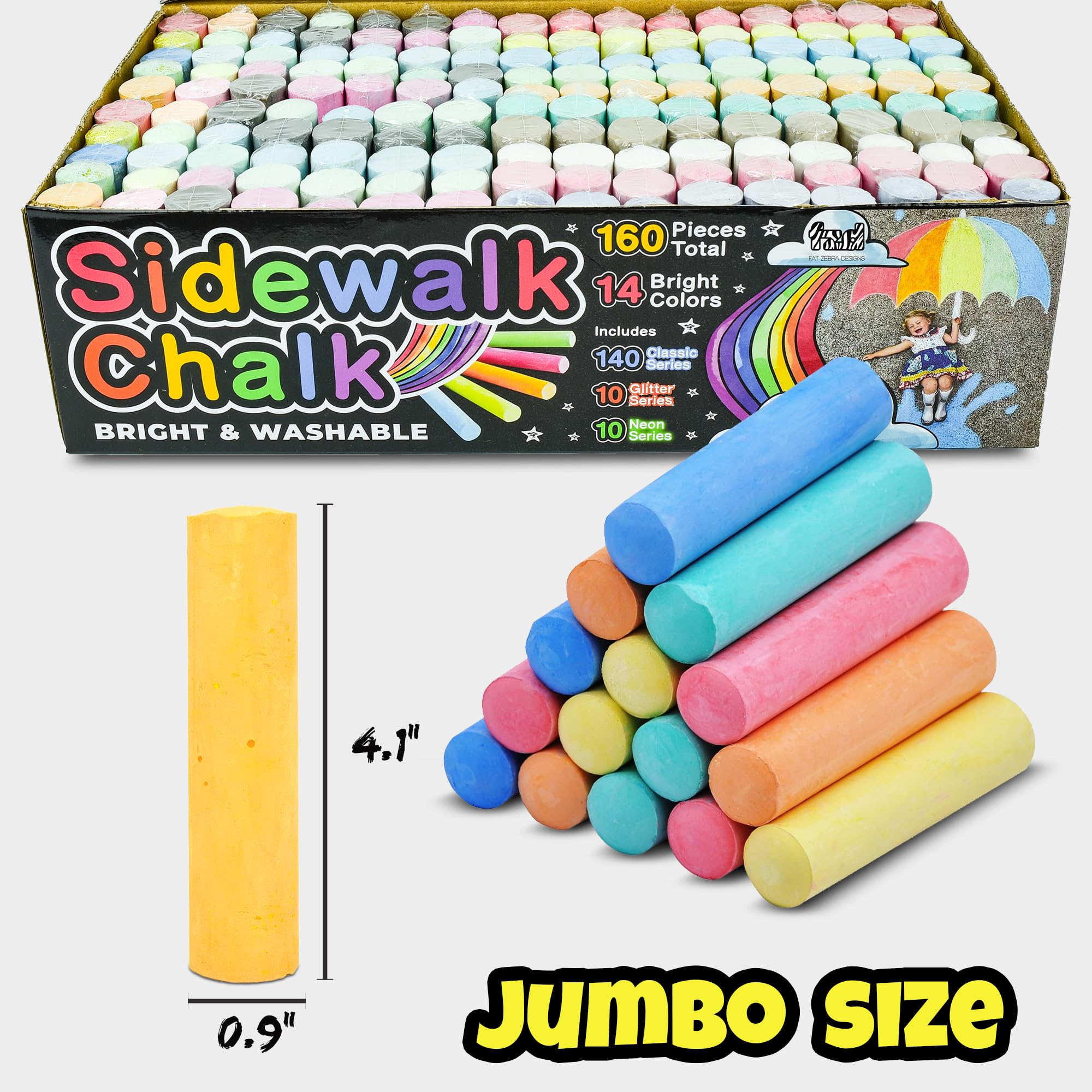 Fat Zebra Designs washable non-toxic chalk for easy cleanup after play.