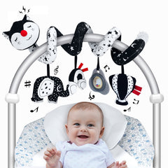 FATI car seat spiral toy in black and white for newborn visual engagement