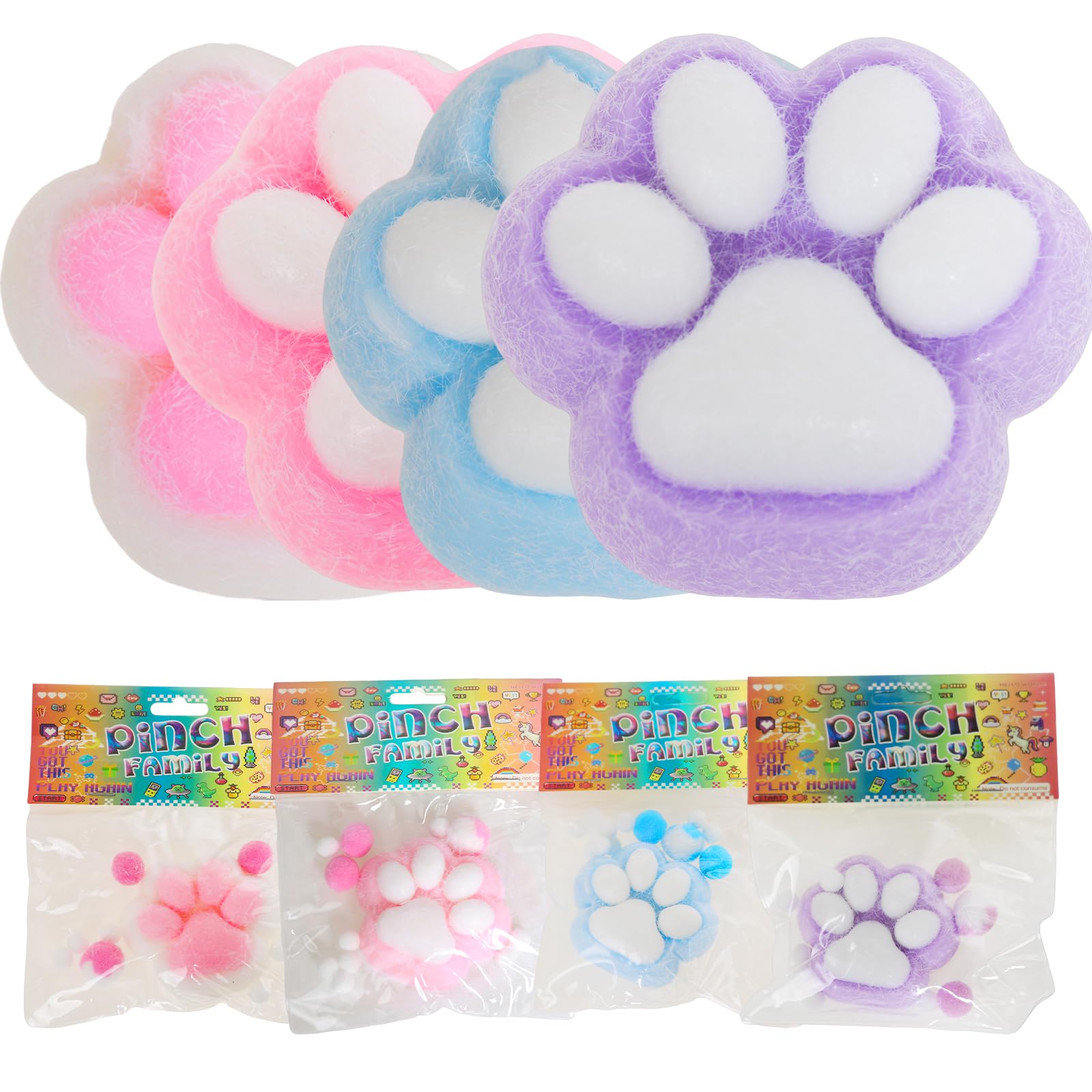 FauKait cat paw squishy pink close-up, ideal for portable stress relief.