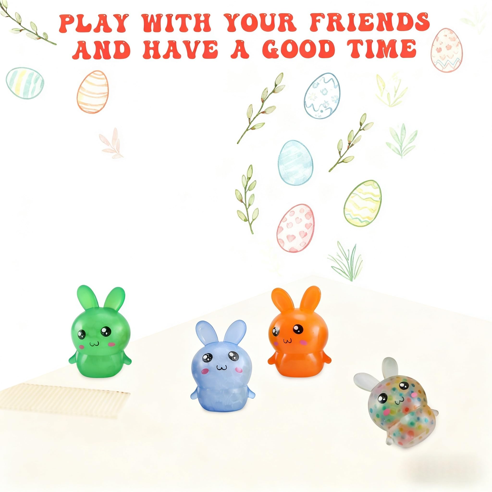 FauKait Easter Bunny stress ball closeup, soft silicone texture.