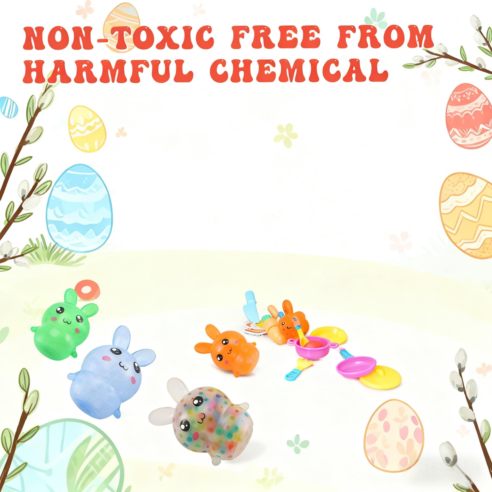 FauKait Easter Bunny stress ball set in hand, pocket-sized relief.
