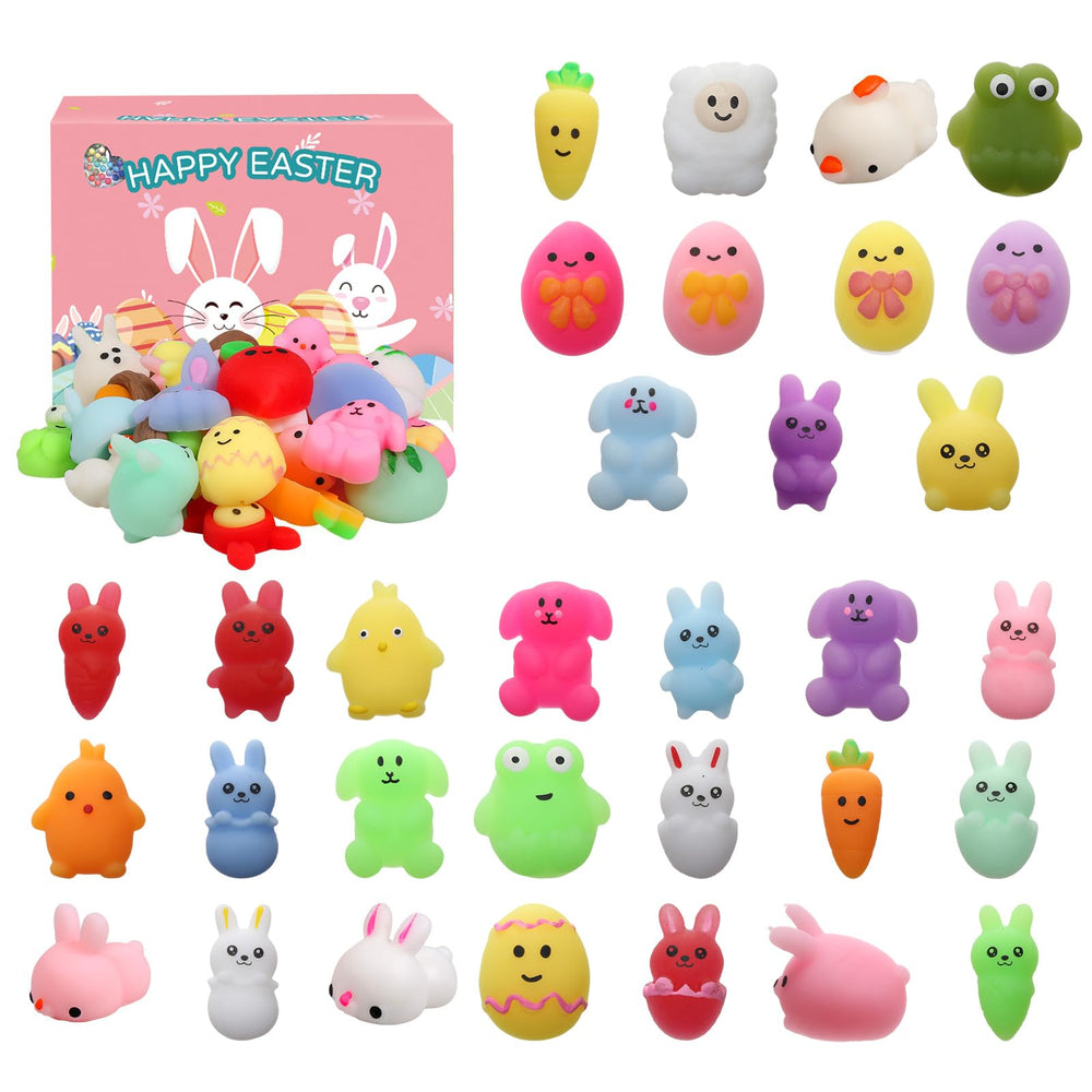 FauKait Easter Mochi squishies packaging shows ideal Easter basket fillers for kids.