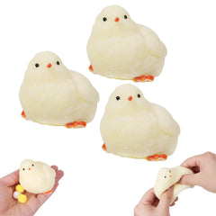 FauKait handmade chick squish toy close-up highlights soft texture and vivid colors for stress relief.
