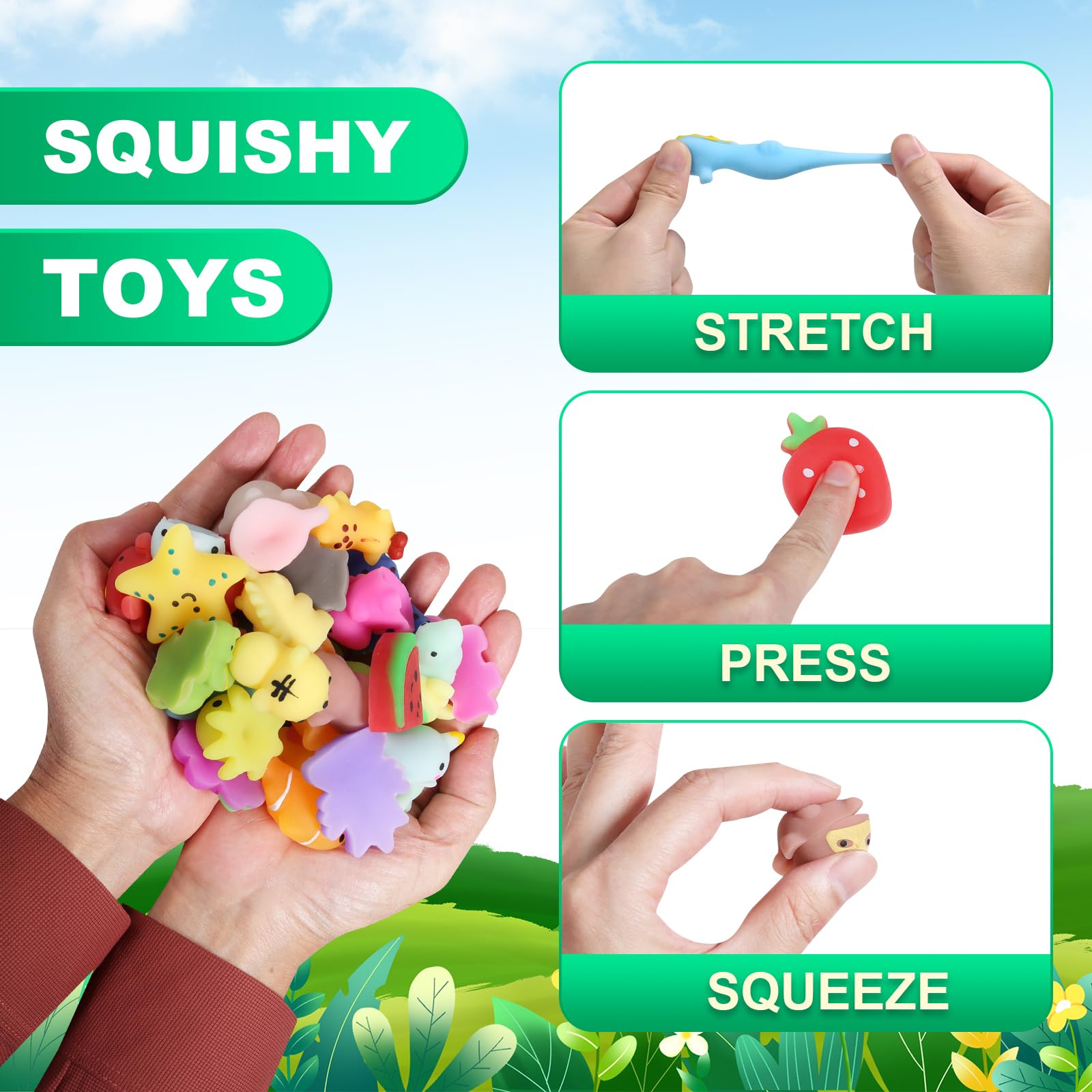 FauKait kawaii squishies party favors for birthdays and classroom prizes.