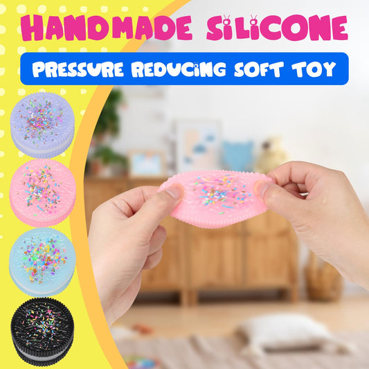 FauKait soft silicone cookie squishy detail highlighting tactile squish for stress relief and focus.