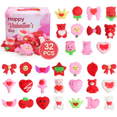 Faukait Valentines squishies collection with assorted shapes for playful stress relief.