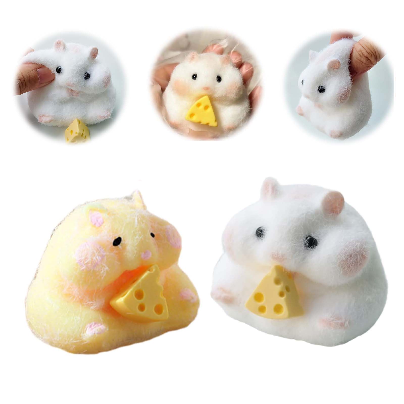 FauKait squishy hamster toy, 3-inch bundle, for stress relief and tactile play.