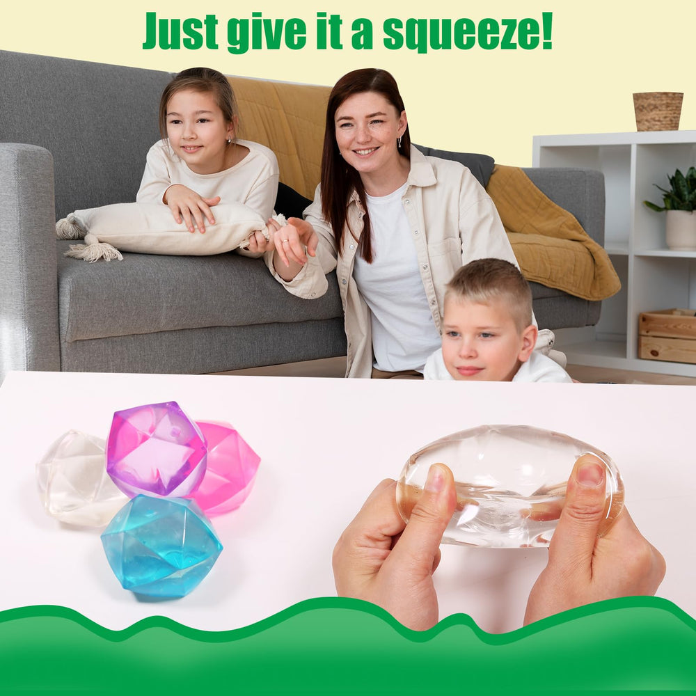 FauKait StressCube green squeeze-action demonstrates easy hand exercise on the go