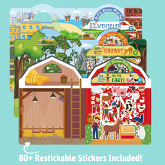 FAVORGEAR Puffy Sticker Book stickers restickable for mess-free play.