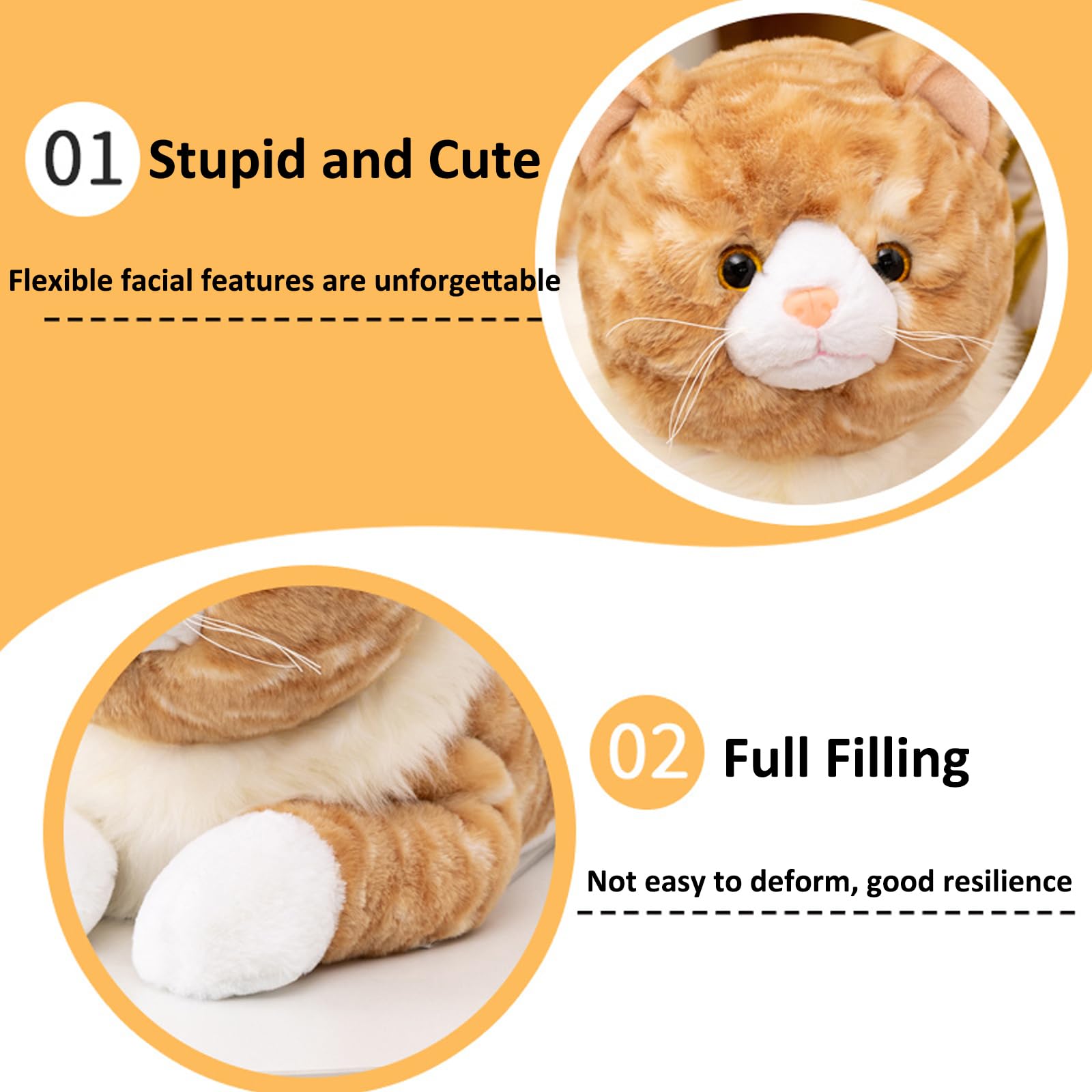 Fawowe weighted plush cat as sleeping companion on a pillow