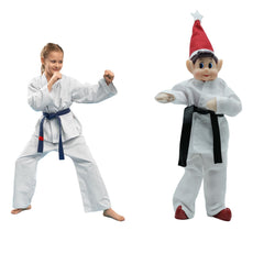 Fayelfland Taekwondo Couture packaging shows three belts; doll not included