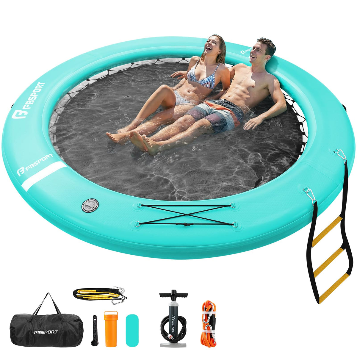 FBSPORT inflatable water hammock round for stable lounging and water play