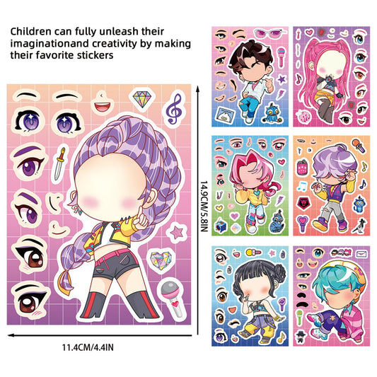 Fcelery Demon Movie Hunters sheet features bright characters for party favors and crafts