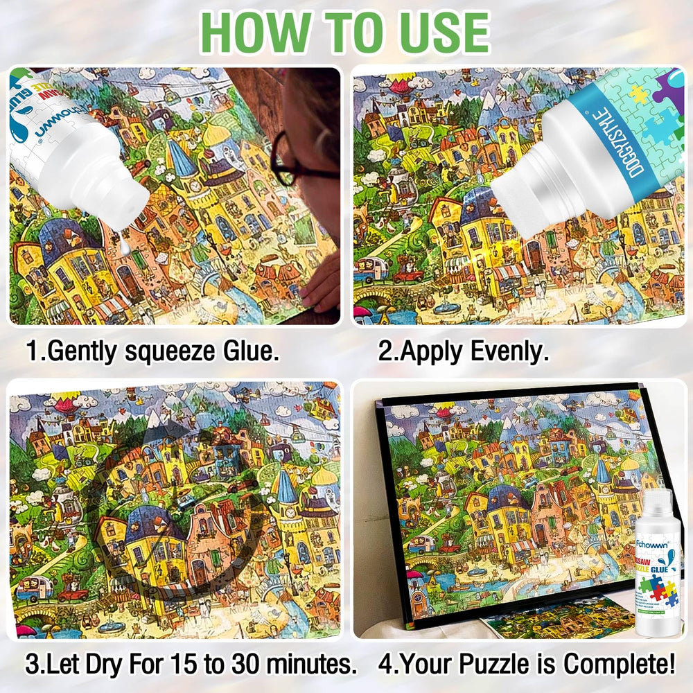 Fchowwn glue suits paper and wood puzzles for versatile crafting
