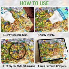 Fchowwn glue suits paper and wood puzzles for versatile crafting