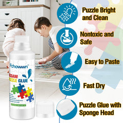 Fchowwn glue scrapers help create a uniform layer for precise puzzle preservation