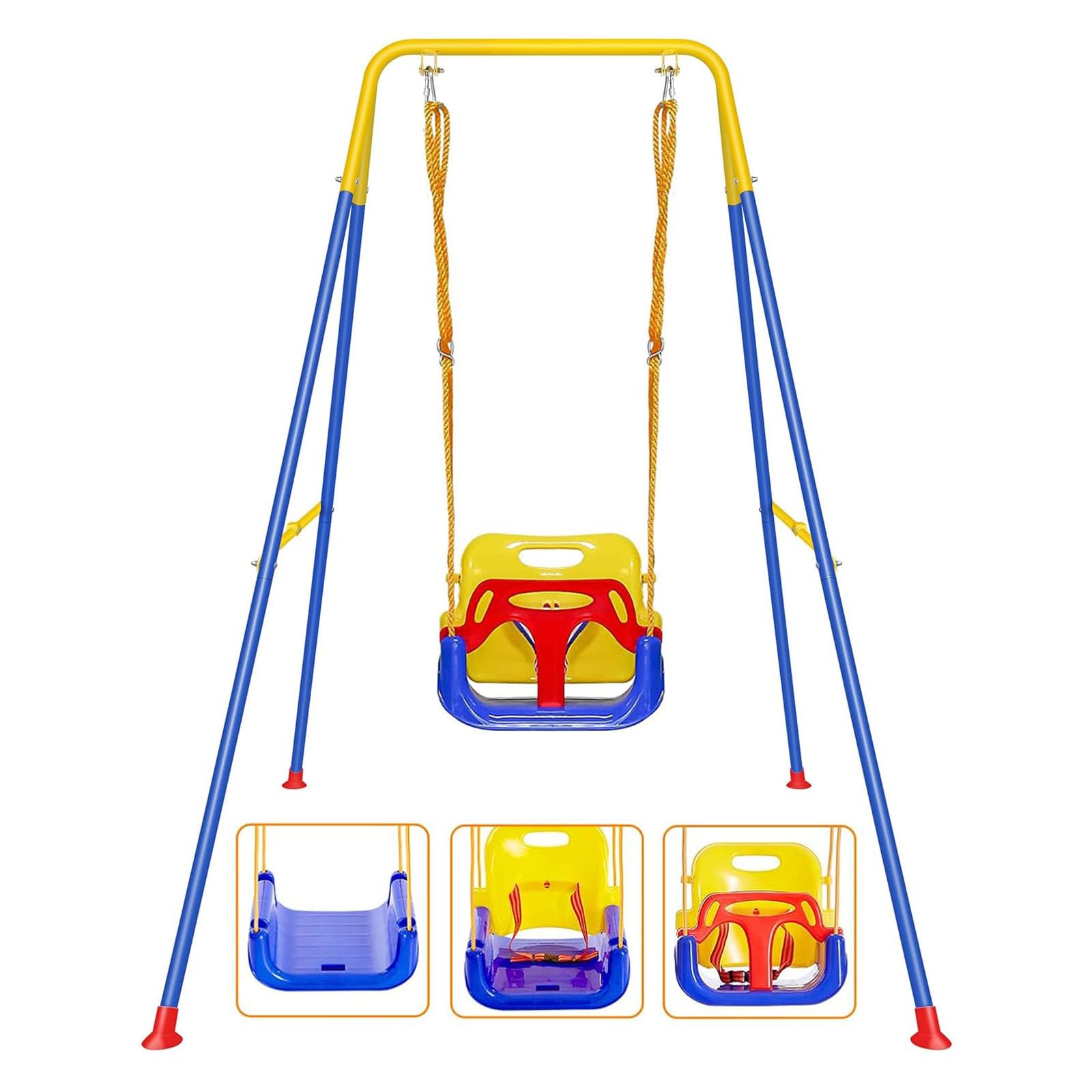 FCOUMY 3-in-1 toddler swing frame supports growing children during playtime