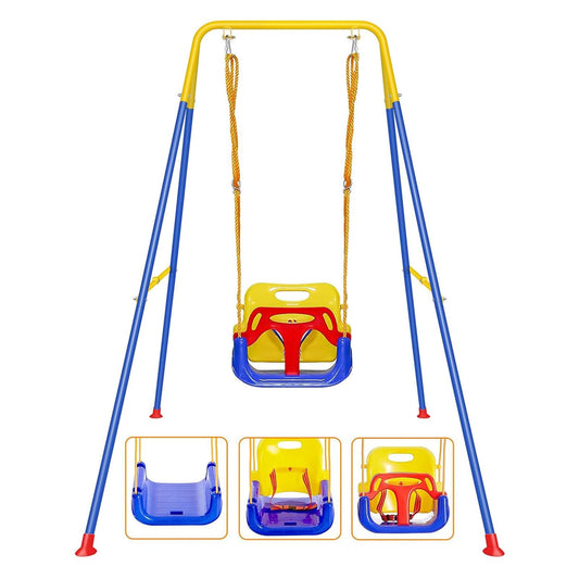 FCOUMY 3-in-1 toddler swing frame supports growing children during playtime
