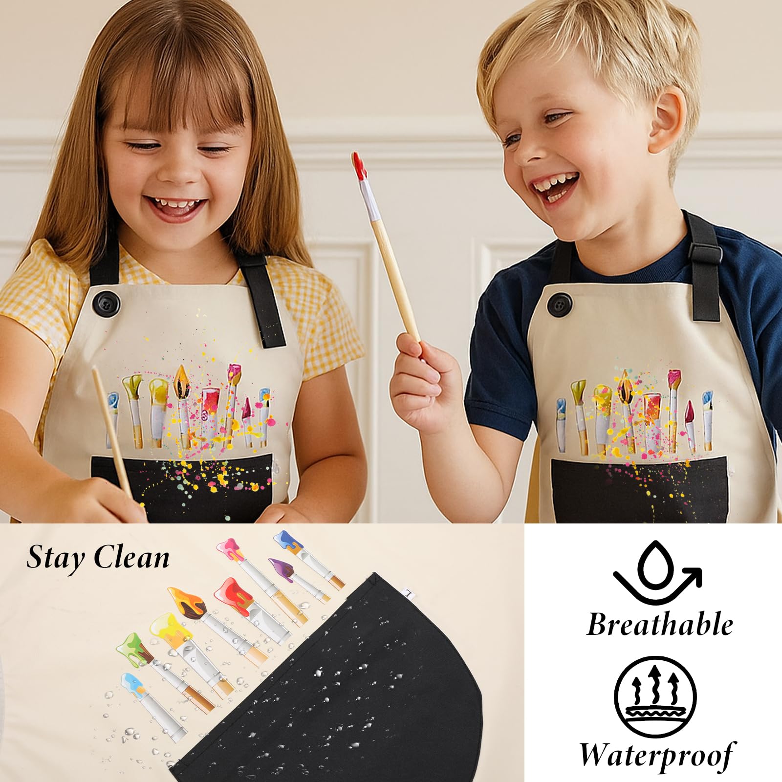 FdcZeyxior kids artist apron used during painting sessions