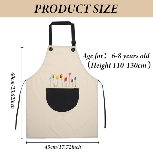 FdcZeyxior kids artist apron pocket detail with colorful brush print for storage