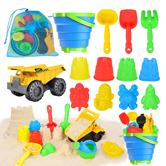 Fegalop 14-piece beach toys with mesh bag for easy transport and cleanup